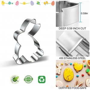 Easter Cookie Cutter Set - 10 pieces - Easter Bunny, Egg, Chick, Carrot, Rabbit, Bunny Face, Holy Cross, Leaf, Flower, Butterfly Shapes - Stainless Steel Biscuit Molds for Spring Holiday Baking