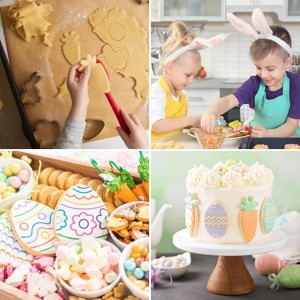 Easter Cookie Cutter Set - 10 pieces - Easter Bunny, Egg, Chick, Carrot, Rabbit, Bunny Face, Holy Cross, Leaf, Flower, Butterfly Shapes - Stainless Steel Biscuit Molds for Spring Holiday Baking