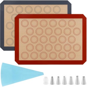 16Pcs Macaron Silicone Baking Mats Kit, ...
