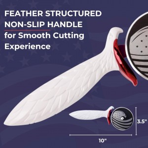 Patriot's Choice American Eagle Stainless Steel Pizza Cutter Wheel – Ultra Sharp with Built-In Finger Guard - Patriotic Kitchen Tools & Pizza Accessories Gift for Men - Dishwasher Safe 10