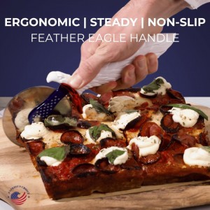 Patriot's Choice American Eagle Stainless Steel Pizza Cutter Wheel – Ultra Sharp with Built-In Finger Guard - Patriotic Kitchen Tools & Pizza Accessories Gift for Men - Dishwasher Safe 10