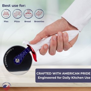 Patriot's Choice American Eagle Stainless Steel Pizza Cutter Wheel – Ultra Sharp with Built-In Finger Guard - Patriotic Kitchen Tools & Pizza Accessories Gift for Men - Dishwasher Safe 10