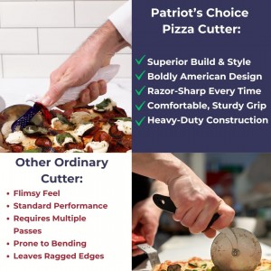 Patriot's Choice American Eagle Stainless Steel Pizza Cutter Wheel – Ultra Sharp with Built-In Finger Guard - Patriotic Kitchen Tools & Pizza Accessories Gift for Men - Dishwasher Safe 10