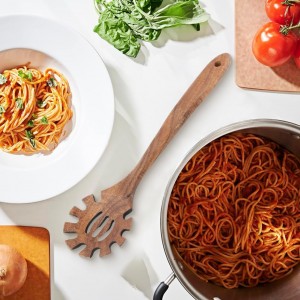 Wooden Pasta Spoon,13inch Long Spaghetti Fork,Pasta Serving Utensils,Wood Spaghetti Server Spoon,Pasta Forks Spaghetti Ladle Pasta Spatula Tool Noodle Spoon