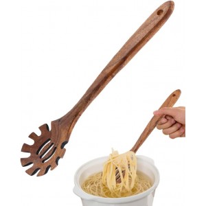 Wooden Pasta Spoon,13inch Long Spaghetti Fork,Pasta Serving Utensils,Wood Spaghetti Server Spoon,Pasta Forks Spaghetti Ladle Pasta Spatula Tool Noodle Spoon