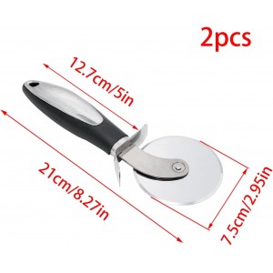 2 Pack Stainless Steel Pizza Cutter Wheel,kitchen aid pizza cutter,Safety and Comfort Handle to Protect Finger for Pizza,Tart,Dessert Slicer