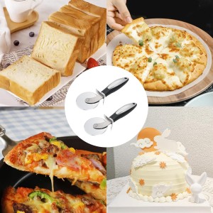 2 Pack Stainless Steel Pizza Cutter Wheel,kitchen aid pizza cutter,Safety and Comfort Handle to Protect Finger for Pizza,Tart,Dessert Slicer