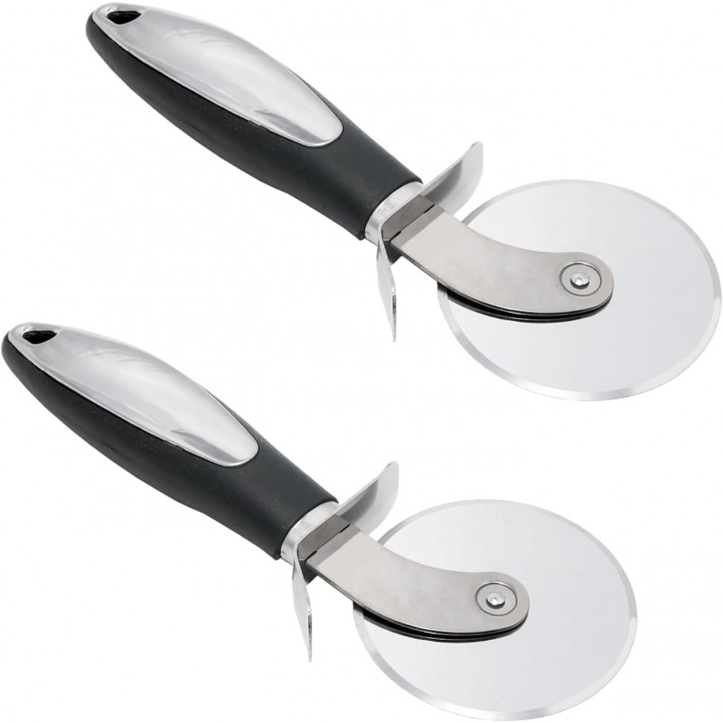 2 Pack Stainless Steel Pizza Cutter Wheel,kitchen aid pizza cutter,Safety and Comfort Handle to Protect Finger for Pizza,Tart,Dessert Slicer