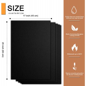 Oven Liners for Bottom of Oven - 5 Pack Large Heavy Duty Mats, 17”x25” Non-Stick Reusable Liner for Electric, Gas, Toaster Ovens, Grills - Kitchen Accessory to Keep Oven Clean (5, Black)