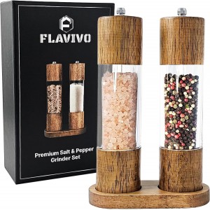 Wooden Salt and Pepper Grinder Set, Manu...