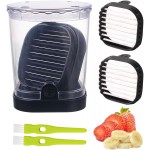 Detachable Fruit Slicer with 2 Blades, Stainless Steel Strawberry Slicer with Lid, Fruit Cutter with Push Plate for Banana Egg, Creative Cup Slicer, Must Have Vegetable Cutter Kitchen Gadget