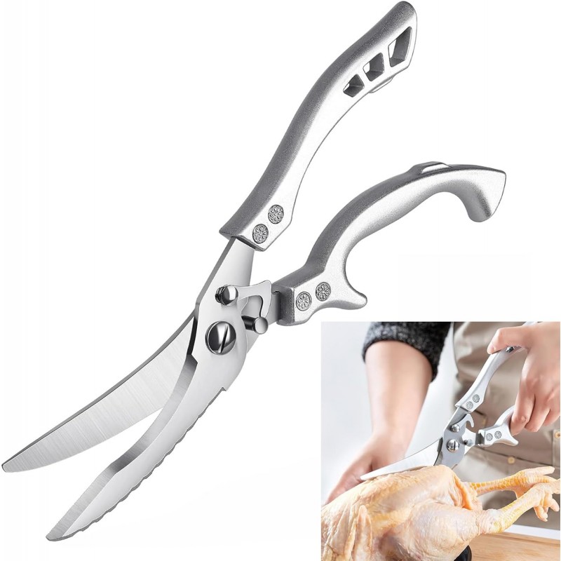 Heavy Kitchen Scissors Butcher Shears,Dishwasher Safe Kitchen Shears for Meat Cutting Stainless Steel Meat Cooking Scissors (Bone cutting scissors)
