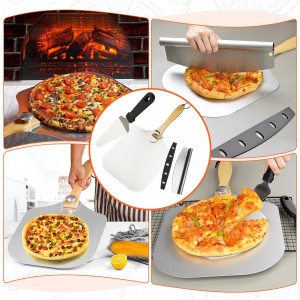 Aluminum Pizza Spatula Set,12x14 Inch Metal Pizza Peel with Foldable Wooden Handle,Pizza Spatula with 14
