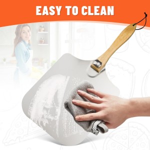 Aluminum Pizza Spatula Set,12x14 Inch Metal Pizza Peel with Foldable Wooden Handle,Pizza Spatula with 14