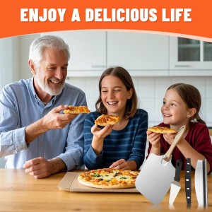 Aluminum Pizza Spatula Set,12x14 Inch Metal Pizza Peel with Foldable Wooden Handle,Pizza Spatula with 14