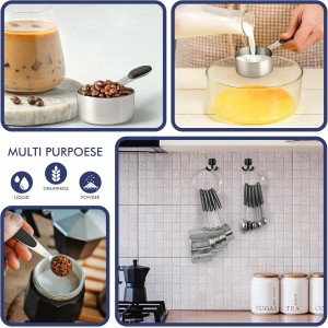 HOTEC 10-PACK Measuring Cups and Spoons Set, Kitchen Gadagets Cooking Baking,Heavy Duty & Dishwasher Safe for Dry and Liquid Ingredients,Black