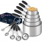 HOTEC 10-PACK Measuring Cups and Spoons Set, Kitchen Gadagets Cooking Baking,Heavy Duty & Dishwasher Safe for Dry and Liquid Ingredients,Black