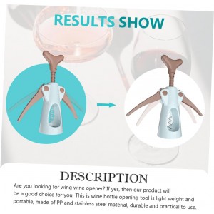 Cabilock Press and Extract Opener Winged Corkscrew Wine Opener Pp Stainless Long Handle Easy to Use