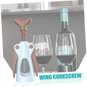 Cabilock Press and Extract Opener Winged Corkscrew Wine Opener Pp Stainless Long Handle Easy to Use