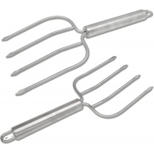 Turkey Lifter Forks Stainless Steel Roaster Poultry Forks Four Needle Meat Fork Roast Lifters Carving Fork for Thanksgiving, Set of 2