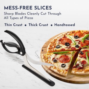 Premium Pizza Scissors Cutter with Non-Stick Stainless Steel Blades – Mess-Free Pizza Cutter & Server with Ergonomic Grip