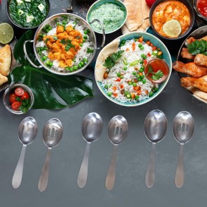 Darware Portion Control Serving Spoons Set (6pc) – Stainless Steel 1/4, 1/3, 1/2 Cup Sizes – Solid & Slotted Kitchen Utensils for Meal Prep, Cooking & Healthy Eating