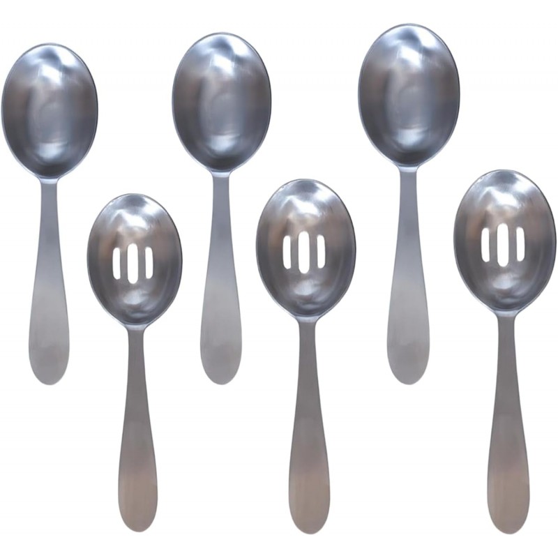 Darware Portion Control Serving Spoons Set (6pc) – Stainless Steel 1/4, 1/3, 1/2 Cup Sizes – Solid & Slotted Kitchen Utensils for Meal Prep, Cooking & Healthy Eating