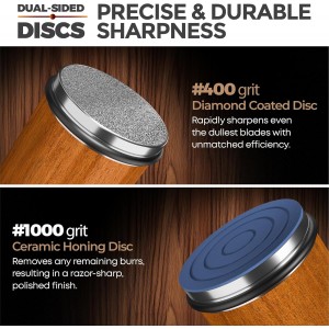 Rolling Knife Sharpener Kit – 4 Angles (15°,18°,20°,22°) – Includes Diamond, Ceramic & Honing Discs with Leather Strop – Ideal for Home Cooks & Professional Chefs