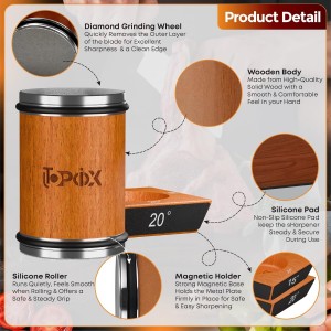 Rolling Knife Sharpener Kit – 4 Angles (15°,18°,20°,22°) – Includes Diamond, Ceramic & Honing Discs with Leather Strop – Ideal for Home Cooks & Professional Chefs