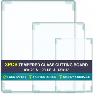 3Pcs Tempered Glass Cutting Board for Ki...