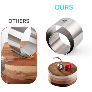 6 Pack Round Cake Ring Molds, Seamless Stainless Steel Cake Cutter with Pusher & Lifter, 3-Inch Dessert Mousse Rings for Baking (Includes 1 Pusher, 1 Lifter and 6 Rings)