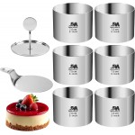 6 Pack Round Cake Ring Molds, Seamless Stainless Steel Cake Cutter with Pusher & Lifter, 3-Inch Dessert Mousse Rings for Baking (Includes 1 Pusher, 1 Lifter and 6 Rings)