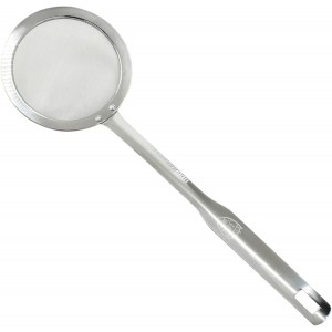 Stainless Steel Fat Skimmer Spoon 14 inch Ladle Cooking Strainer Spoon Fine Mesh Stainless Steel Colander with Handle for Kitchen Cooking (DIA 4.53