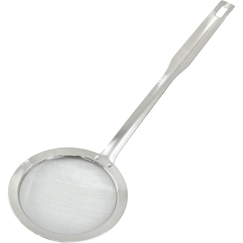 Stainless Steel Fat Skimmer Spoon 14 inch Ladle Cooking Strainer Spoon Fine Mesh Stainless Steel Colander with Handle for Kitchen Cooking (DIA 4.53