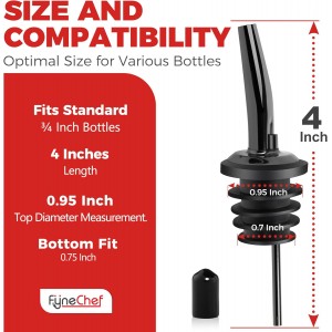 48 Pack Stainless Steel Bottle Pourers for Alcohol, Liquor, and Wine - Bar Accessories, Spouts for Bottles and Dispensers (gun black)