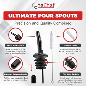 48 Pack Stainless Steel Bottle Pourers for Alcohol, Liquor, and Wine - Bar Accessories, Spouts for Bottles and Dispensers (gun black)