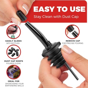 48 Pack Stainless Steel Bottle Pourers for Alcohol, Liquor, and Wine - Bar Accessories, Spouts for Bottles and Dispensers (gun black)