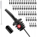 48 Pack Stainless Steel Bottle Pourers for Alcohol, Liquor, and Wine - Bar Accessories, Spouts for Bottles and Dispensers (gun black)