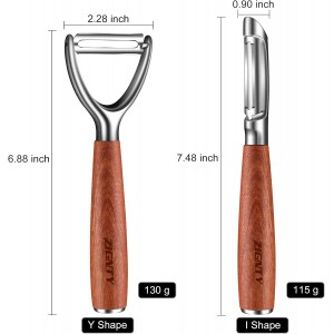 Vegetable Peeler Stainless Steel, Premium Potato Peelers for Kitchen, Ultra Sharp Rotary Blade Fruit & Veggie Peeler, Apple Peeler, I Shaped Peeler Real Wood Non-Slip Handle（5 Years Warranty）
