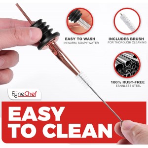 48 Pack Stainless Steel Bottle Pourers for Alcohol, Liquor, and Wine - Bar Accessories, Spouts for Bottles and Dispensers (rose gold)