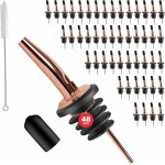 48 Pack Stainless Steel Bottle Pourers for Alcohol, Liquor, and Wine - Bar Accessories, Spouts for Bottles and Dispensers (rose gold)