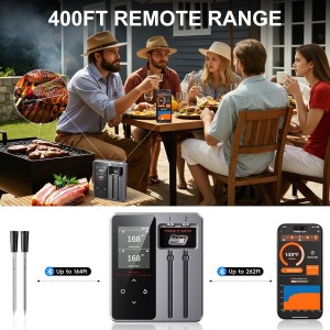 Wireless Bluetooth Meat Thermometer - 2 Probes & App Control, Birthday Gifts for Men Him Dad, Smart Digital Thermometer for Cooking, Oven, Smoker, BBQ, Grill