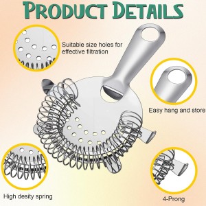 27 Pack Cocktail Strainer 4 Prong Stainless Steel Bar Bartender Strainer 6 Inches Silver Bar Drink Tool for Bartenders and Mixologists
