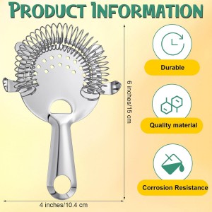 27 Pack Cocktail Strainer 4 Prong Stainless Steel Bar Bartender Strainer 6 Inches Silver Bar Drink Tool for Bartenders and Mixologists