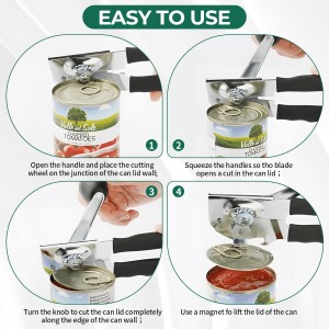 Commercial Can Opener Manual Heavy Duty Stainless Steel Handheld Smooth Edge Can Opener for Seniors for Kitchen