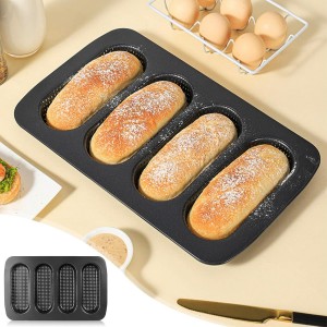 Mini Baguette Tray, Perforated French Stick Loaf Baking Molds Pan, Non-Stick Hot Dog Bun Baking Tray, Mini Sandwich Mold, for Crispy Loaves & Rolls, 13.6 x 8.4 x 1.1 inch