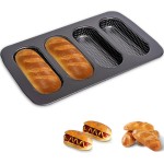 Mini Baguette Tray, Perforated French Stick Loaf Baking Molds Pan, Non-Stick Hot Dog Bun Baking Tray, Mini Sandwich Mold, for Crispy Loaves & Rolls, 13.6 x 8.4 x 1.1 inch