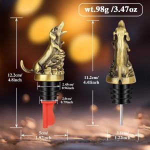 Dachshund Wine Aerator Pourer Spout for Alcohol, Bronze Sausage Dog Bottle Pourer and Stopper for Spirit Wine Champagne, Birthday Gifts, Father Day Gifts, Dachshund Gifts for Men Women