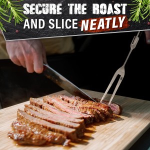 2 Pcs Carving Fork for Meat 12 inch - Stainless Steel Meat Fork with Heat-Resistant Handle for Grilling, Cooking, Serving - Straight and Curved Carving Utensils with Classic Two-Prong BBQ Design