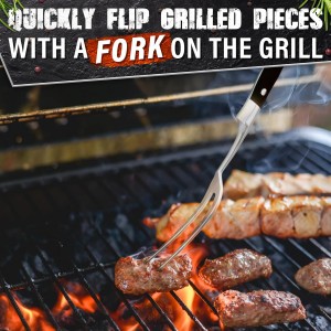 2 Pcs Carving Fork for Meat 12 inch - Stainless Steel Meat Fork with Heat-Resistant Handle for Grilling, Cooking, Serving - Straight and Curved Carving Utensils with Classic Two-Prong BBQ Design